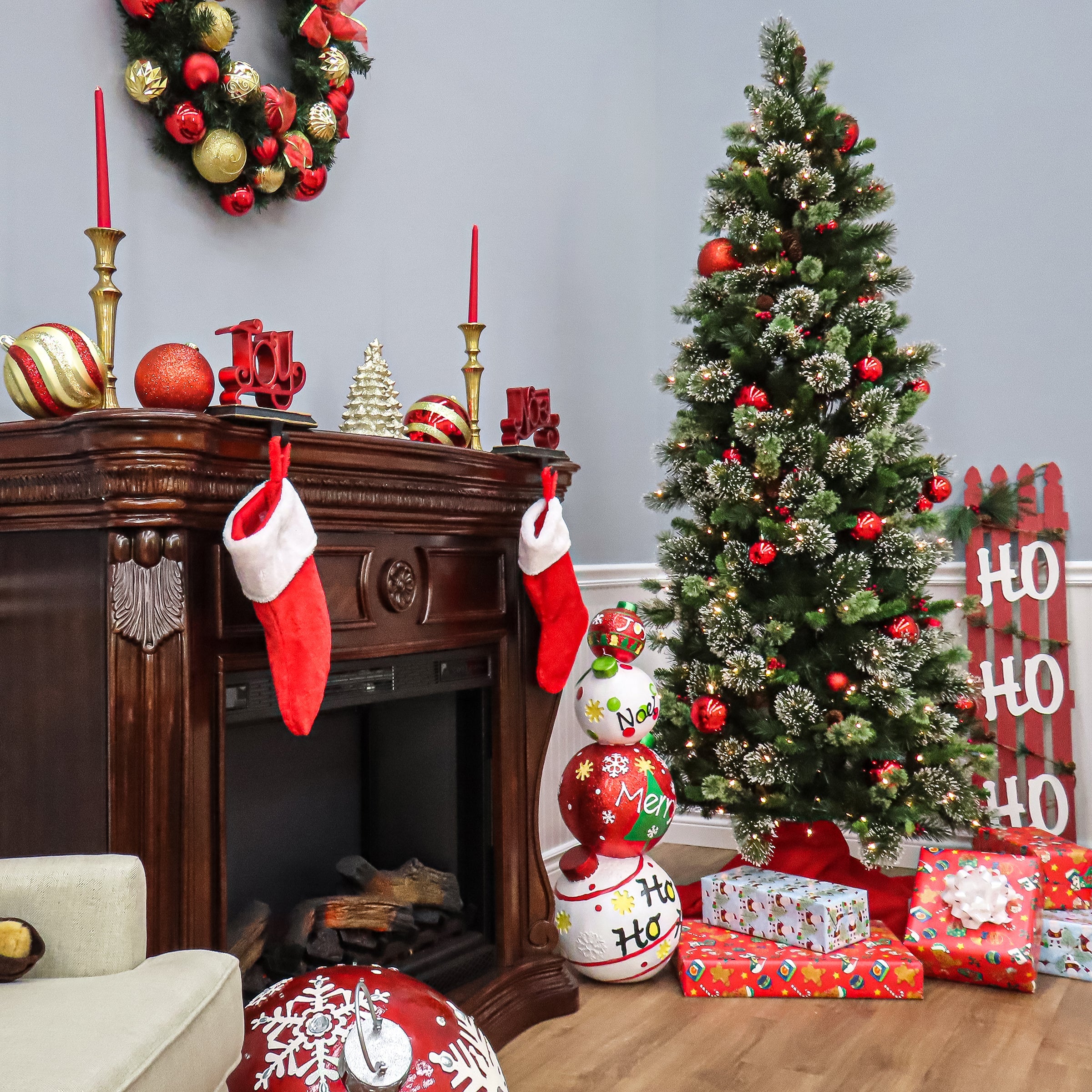 6.5 ft. Pre-Lit Wintry Pine Slim Tree with Clear Lights