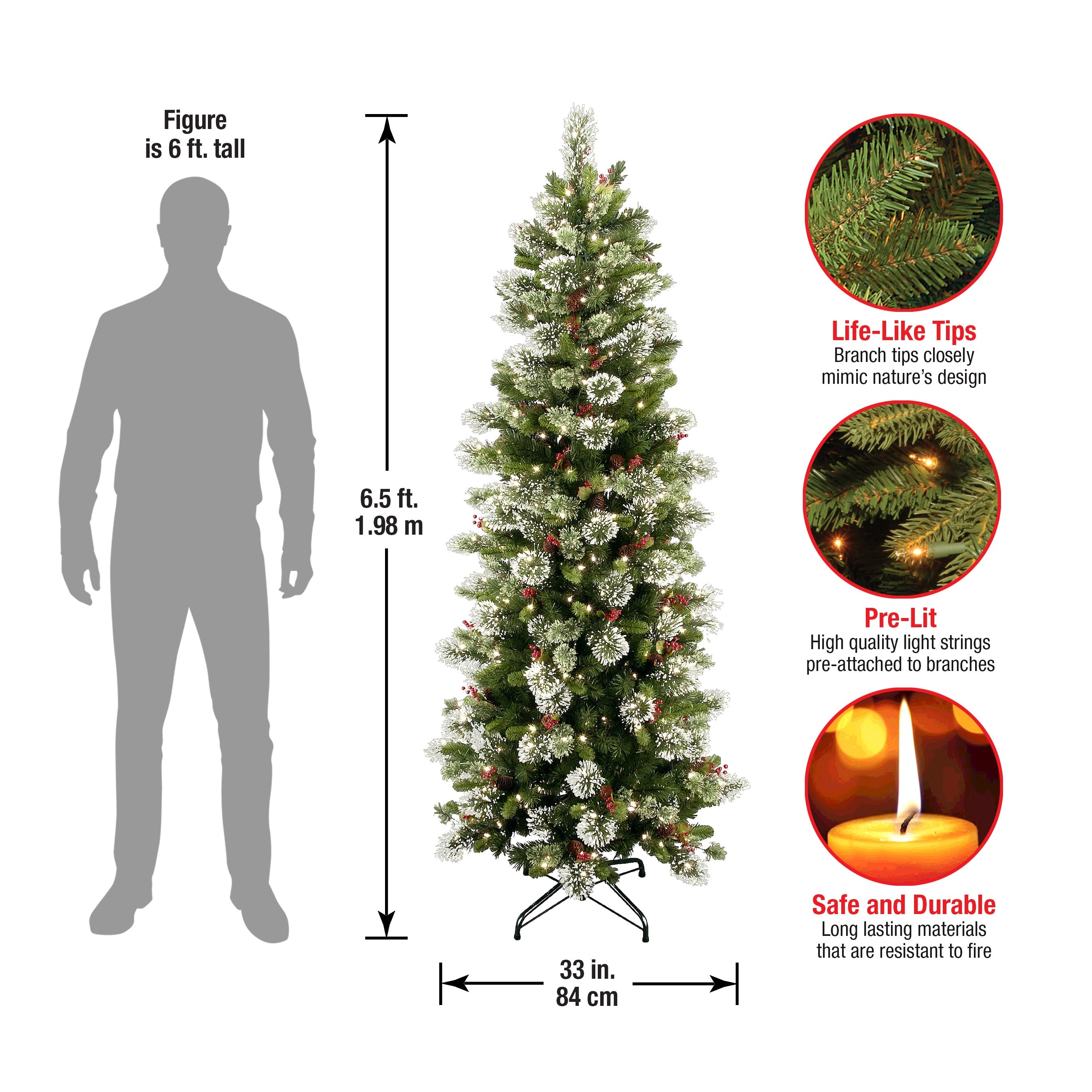 6.5 ft. Pre-Lit Wintry Pine Slim Tree with Clear Lights