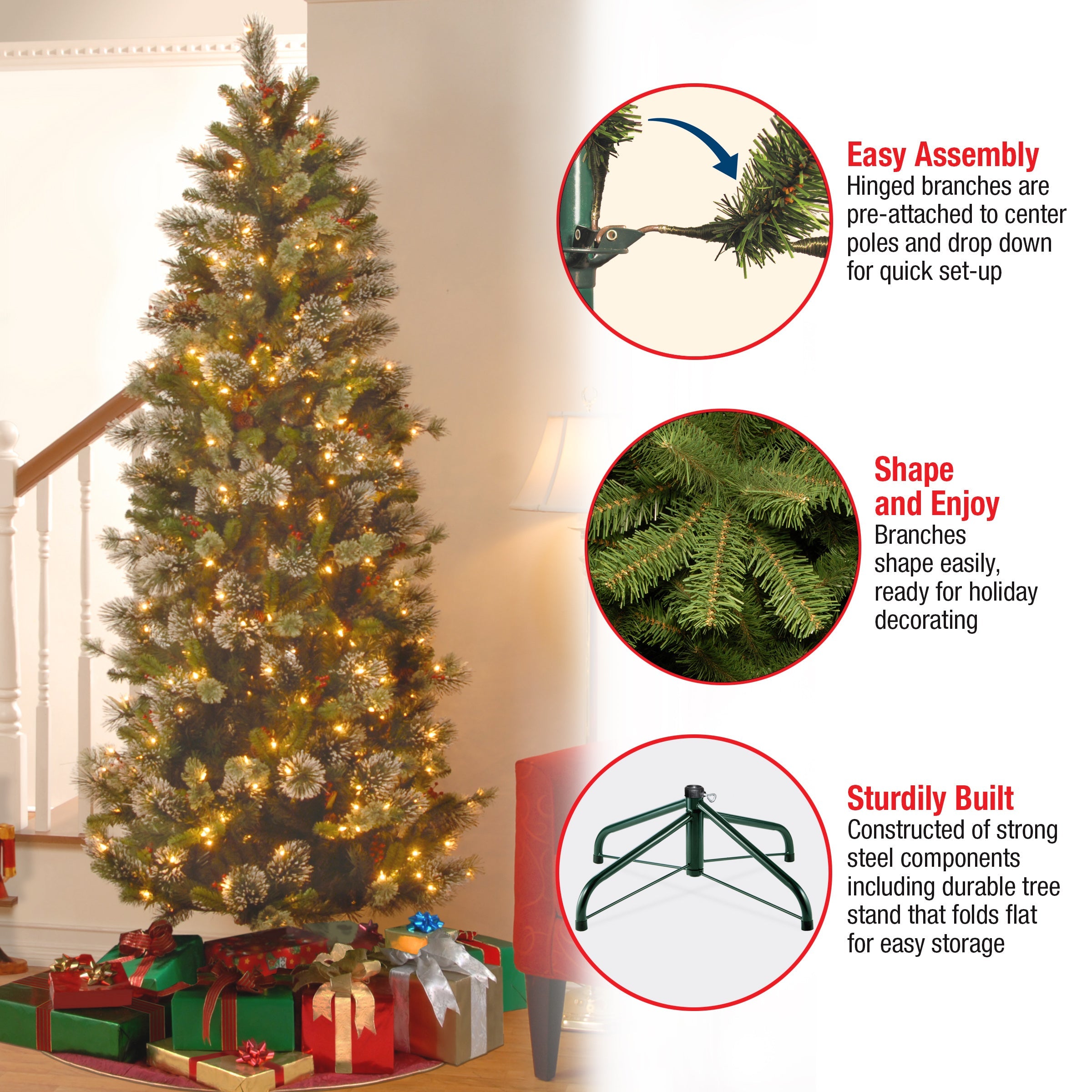 6.5 ft. Pre-Lit Wintry Pine Slim Tree with Clear Lights