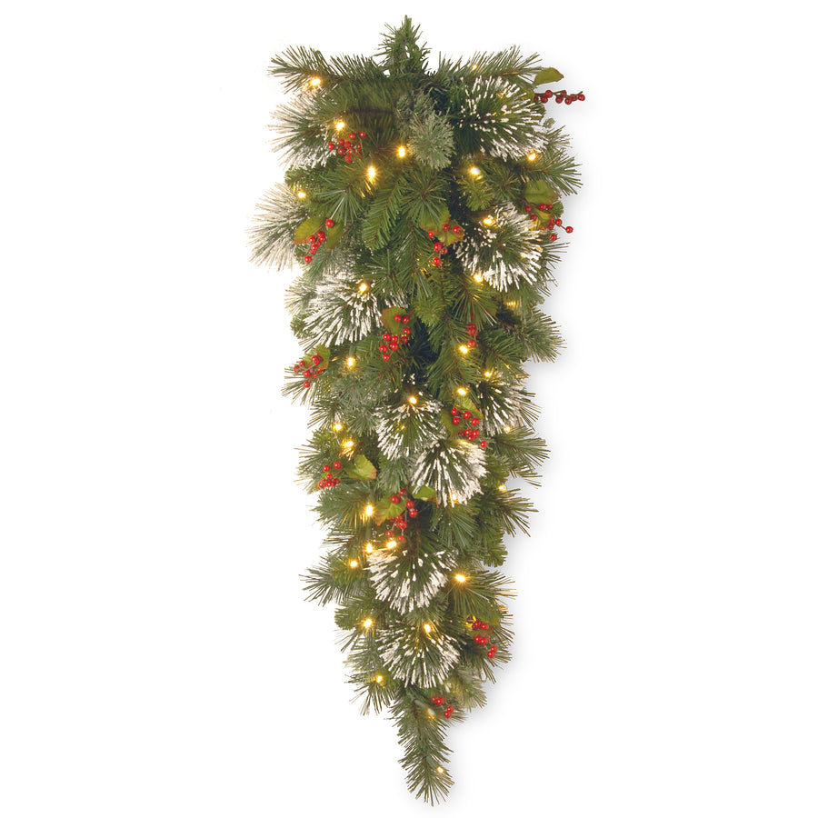 48 in. Pre-Lit Wintry Pine Teardrop with Warm White LED Lights