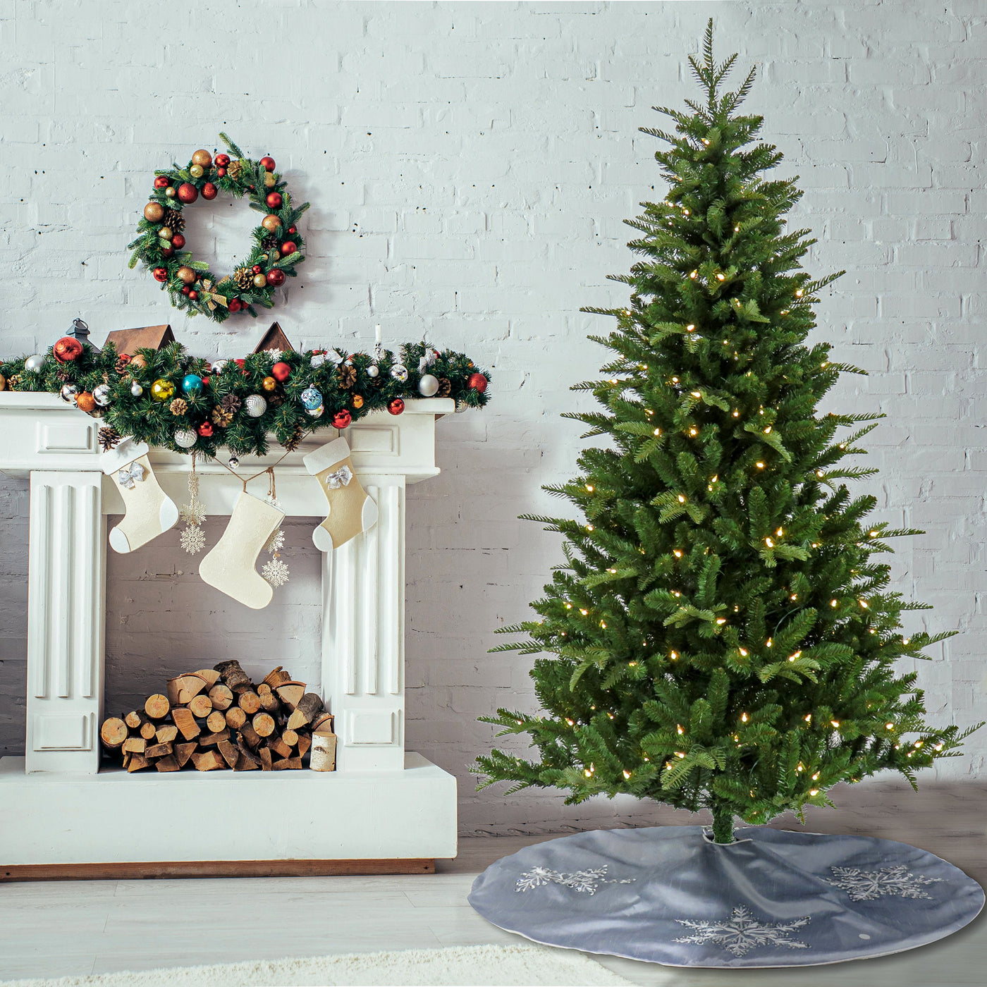 6 ft. Pre-Lit Whatcom Pine Tree with LED Lights