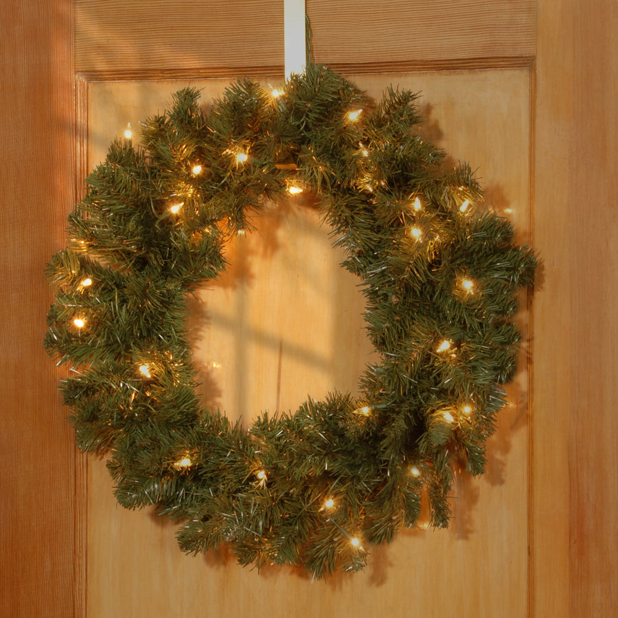 24 in. Pre-Lit Promotional Fir Wreath with Clear Lights