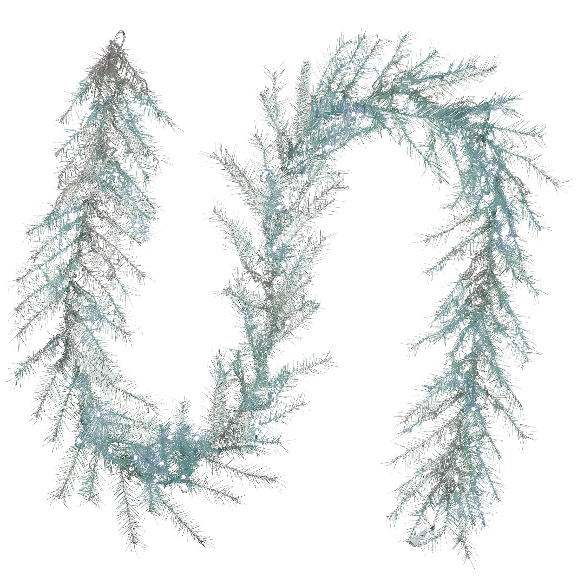 9 ft. Pre-Lit Crystal Silver Metallic Garland with Multifunctional LED Lights