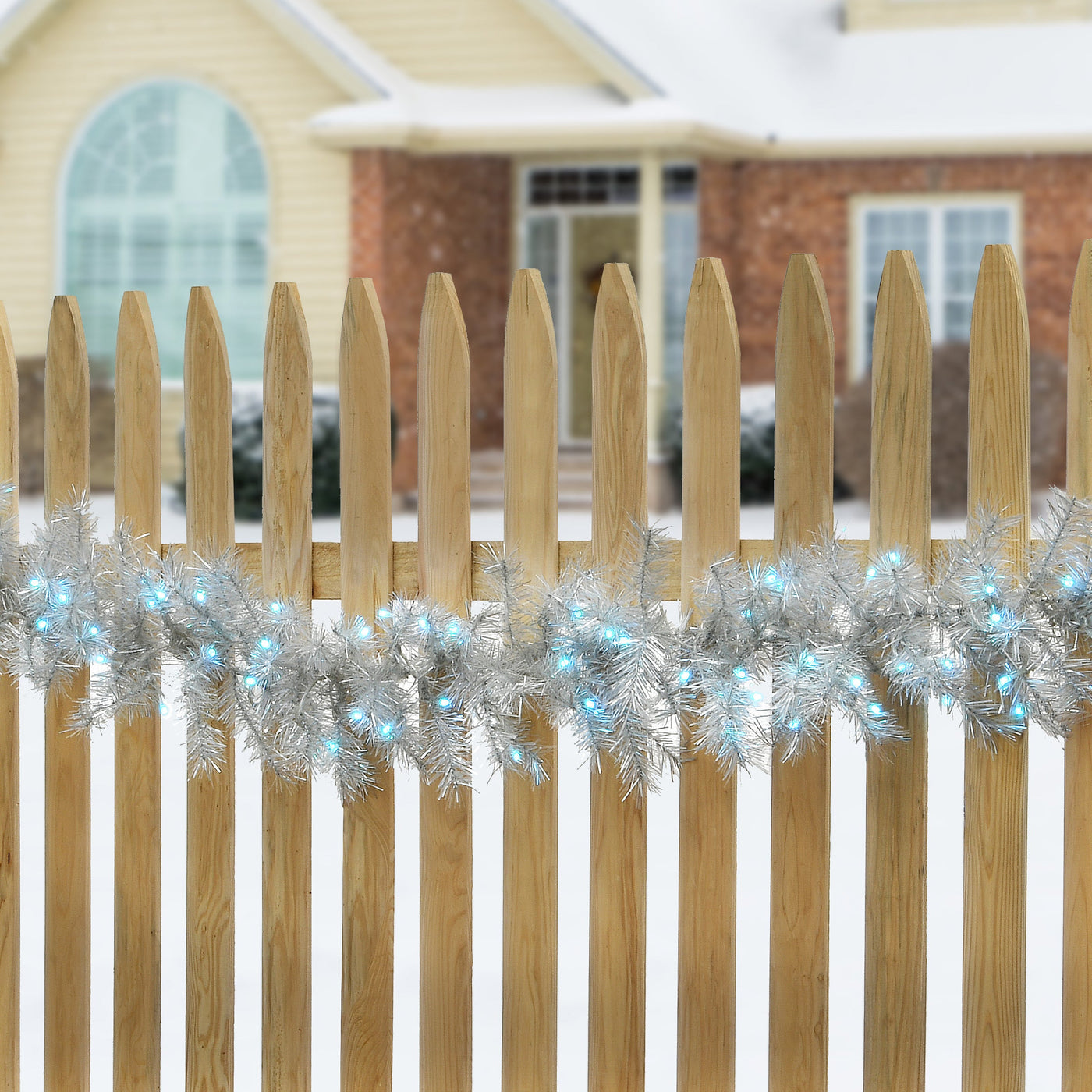9 ft. Pre-Lit Crystal Silver Metallic Garland with Multifunctional LED Lights