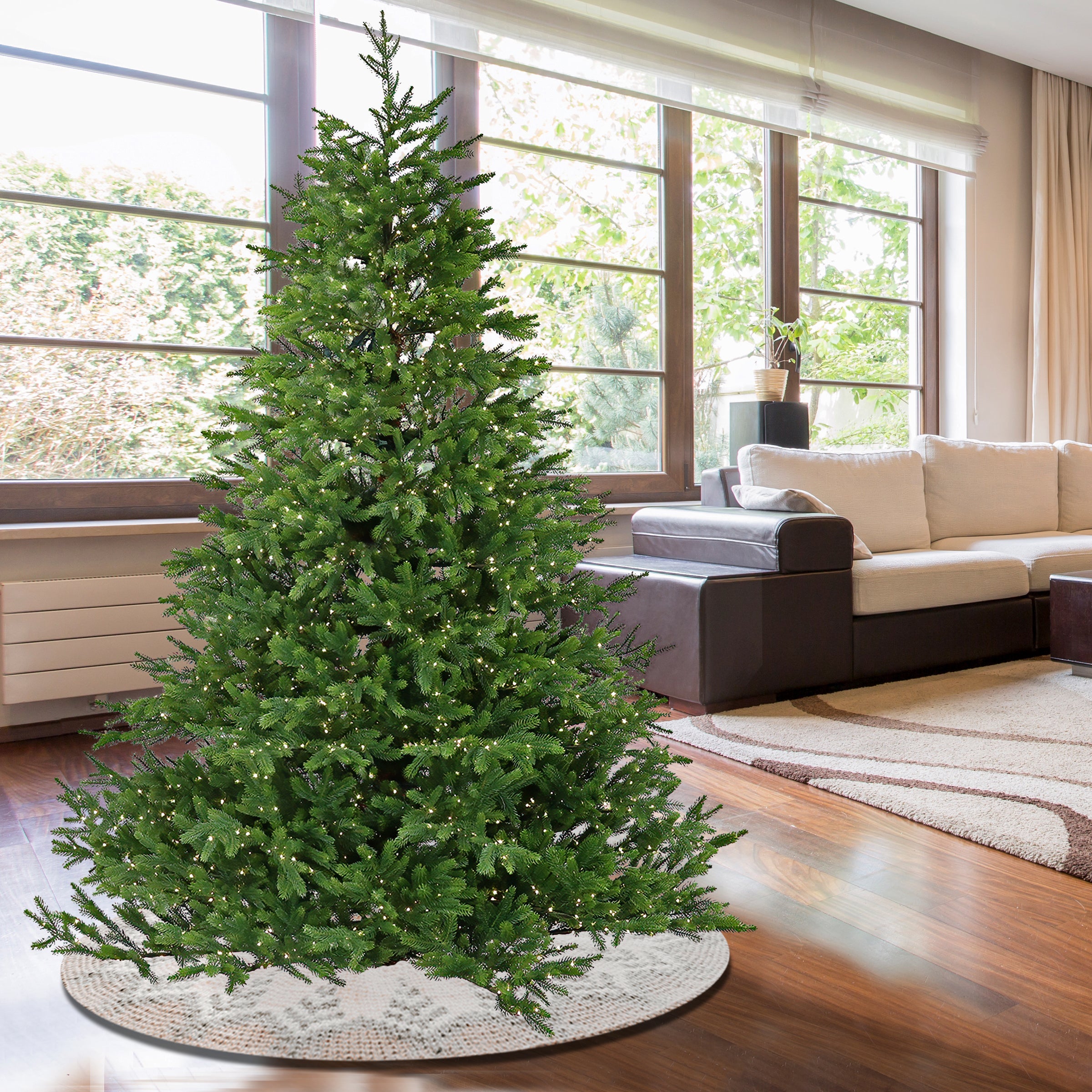 10 ft. Pre-lit Noble Fir Hinged Tree with Dual Color Lights main image 0