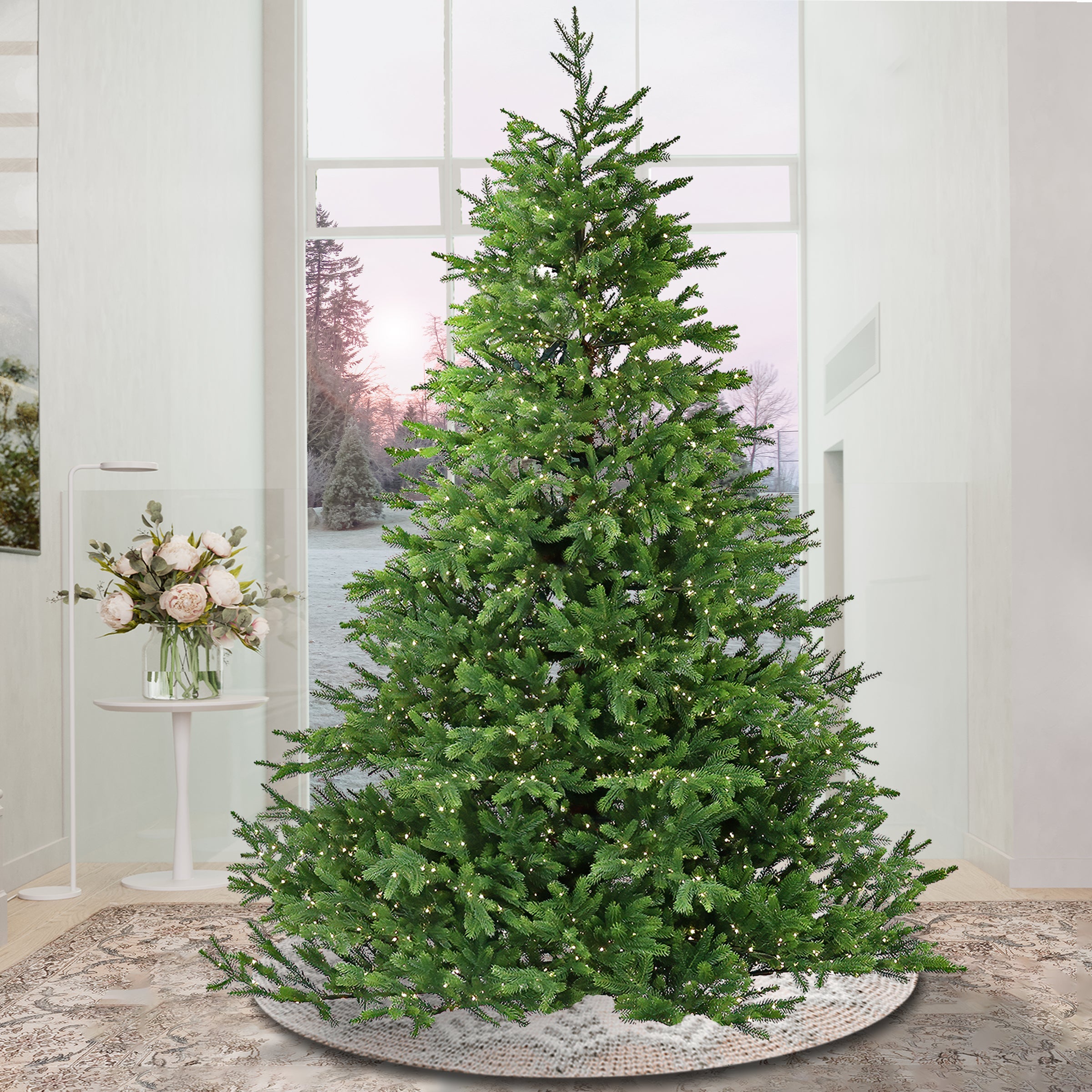 9 ft. Pre-Lit Noble Fir Tree with Dual Color Changing Rice Lights