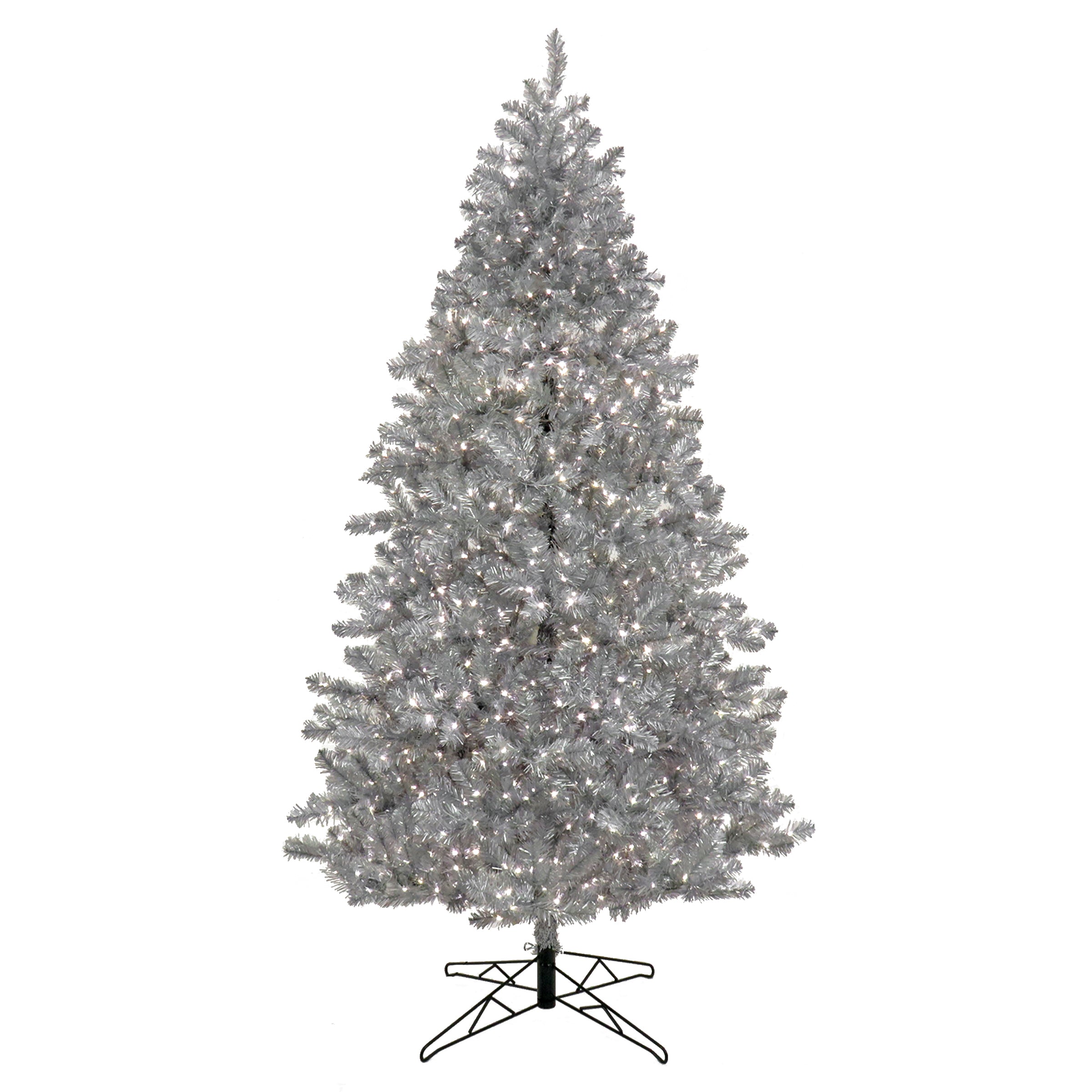 7.5 ft. Pre-Lit Christmas Matt Silver Metallic Tree