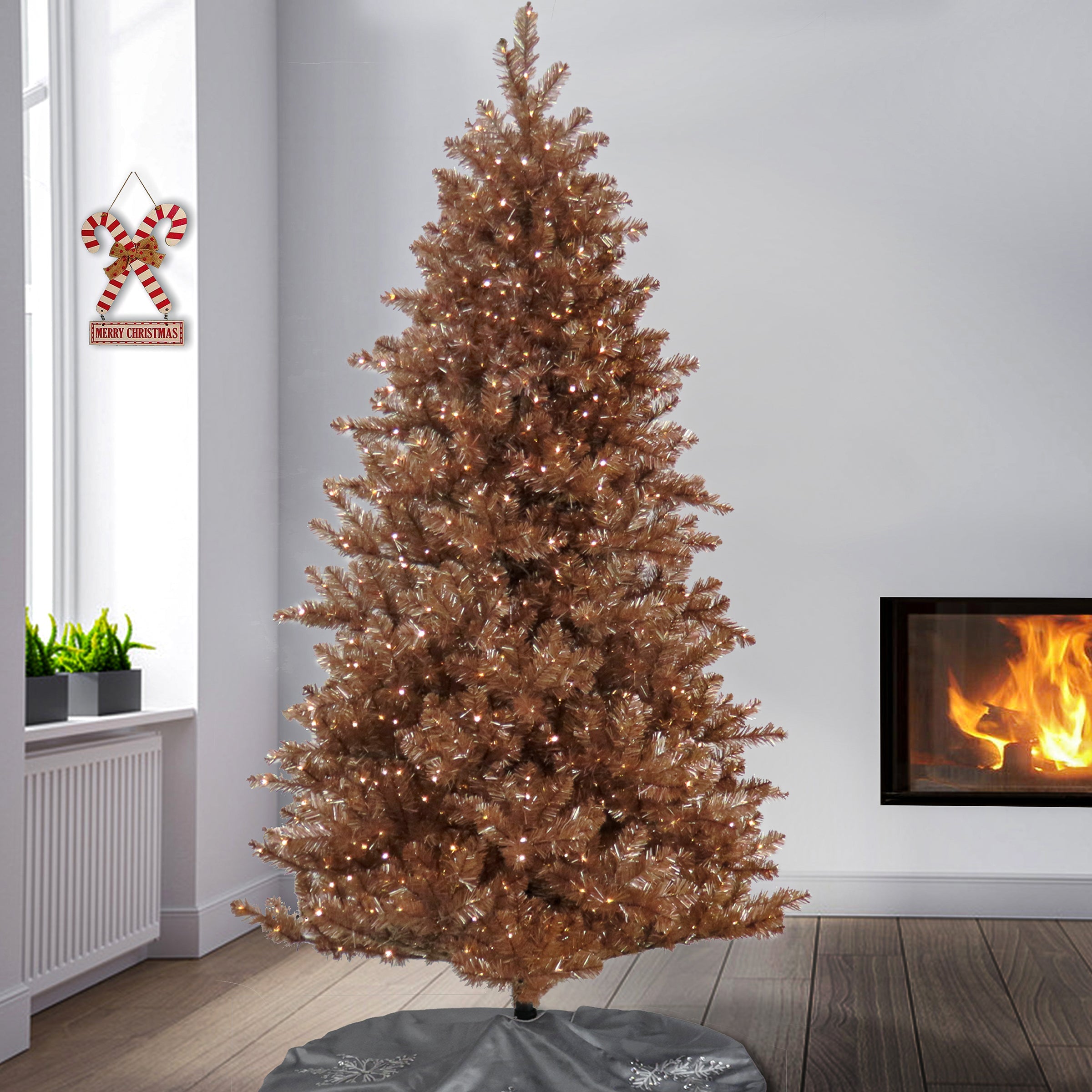 7.5 ft. Pre-Lit Christmas Rose Gold Metallic Tree