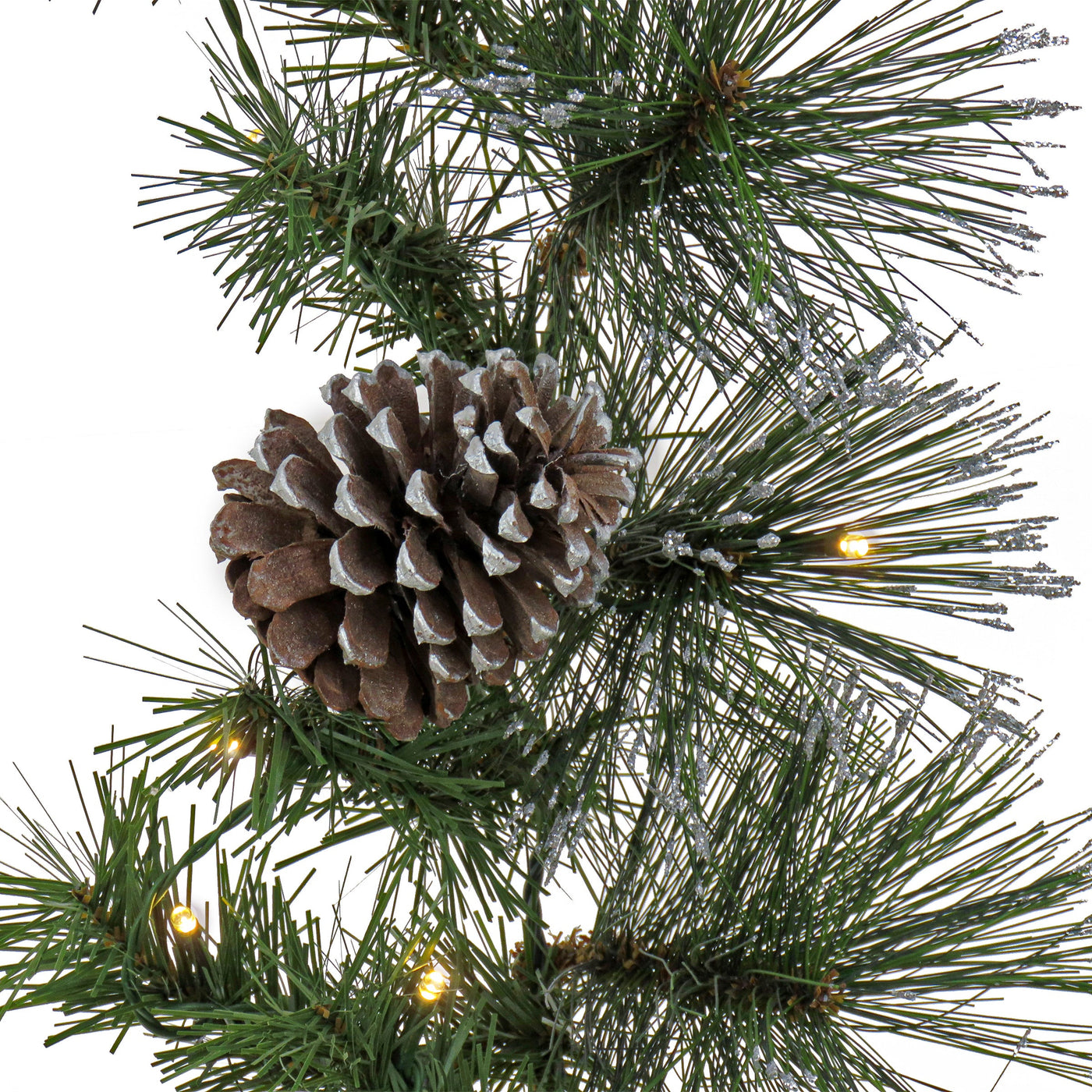 9 ft. Pre-Lit Whitter Pine Garland with LED Lights