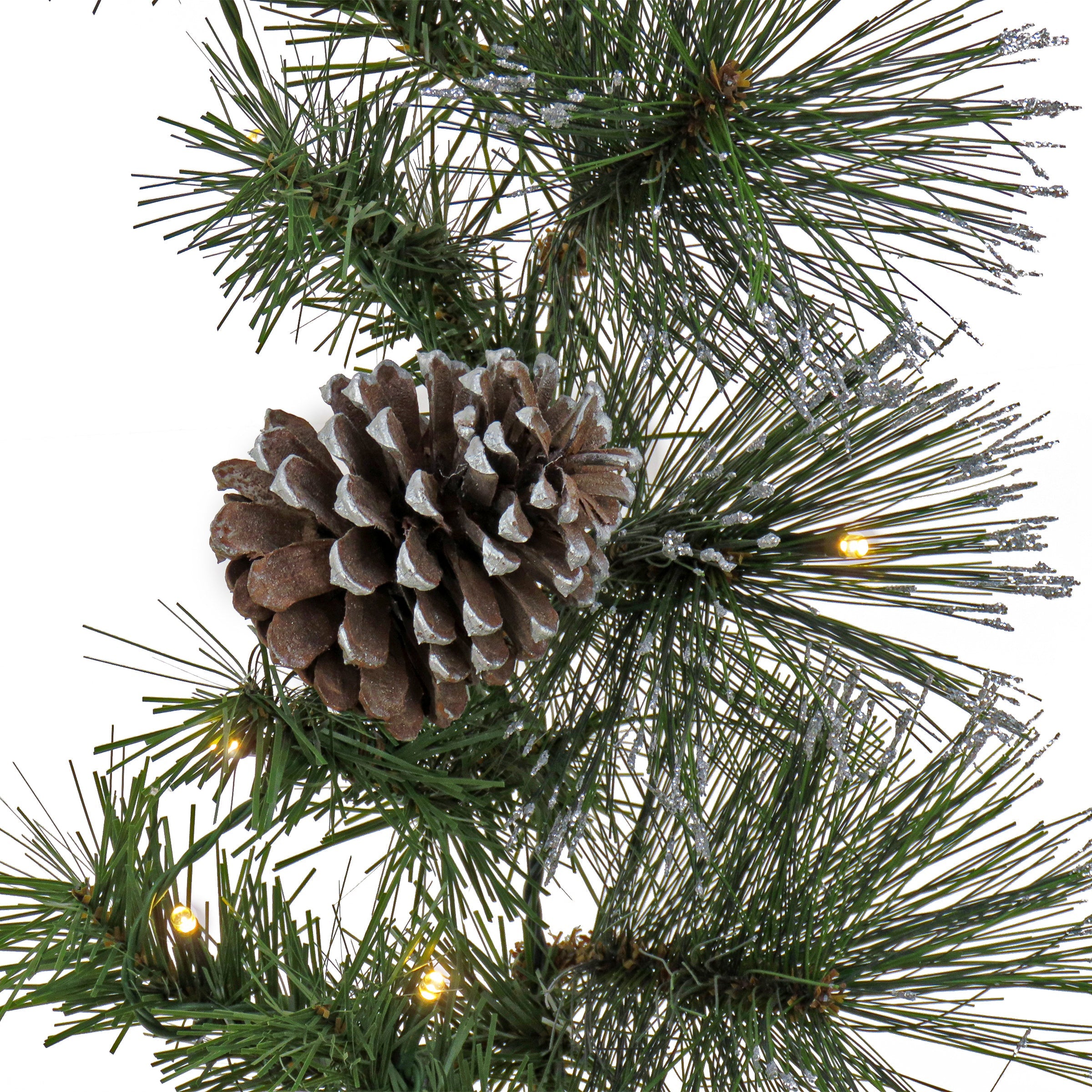 9 ft. Pre-Lit Whitter Pine Garland with LED Lights