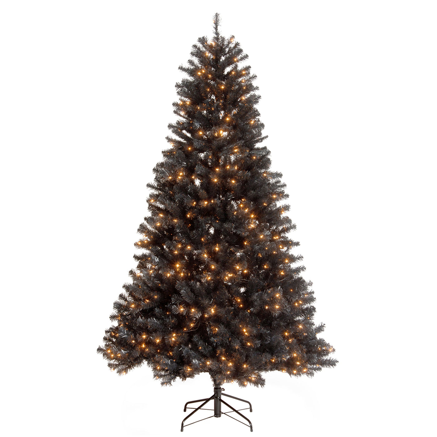 7 ft. Halloween Pre-Lit North Valley Spruce Full Black Tree with White Lights