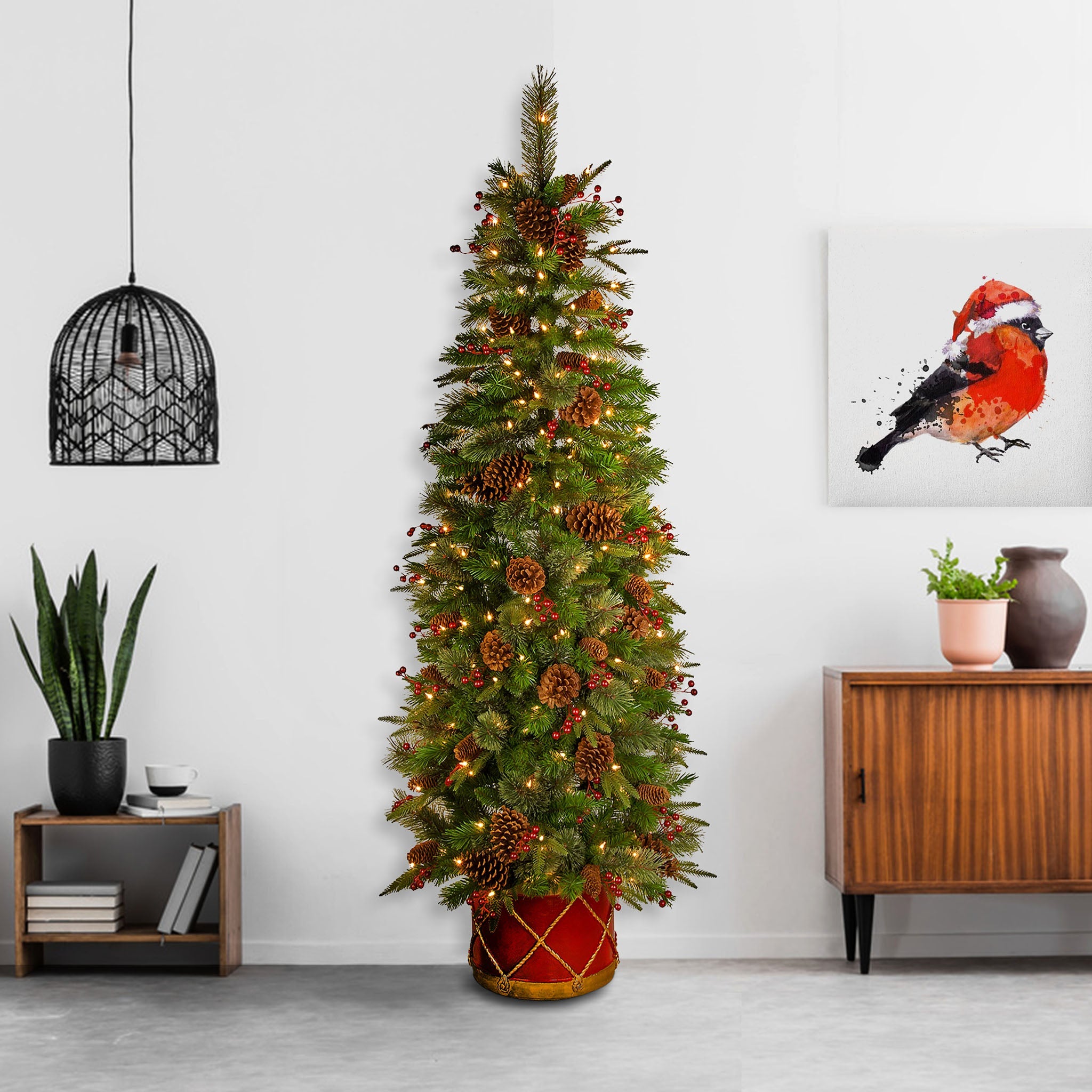 6 ft. Pre-Lit Colonial Collection Slim Tree with Clear Lights