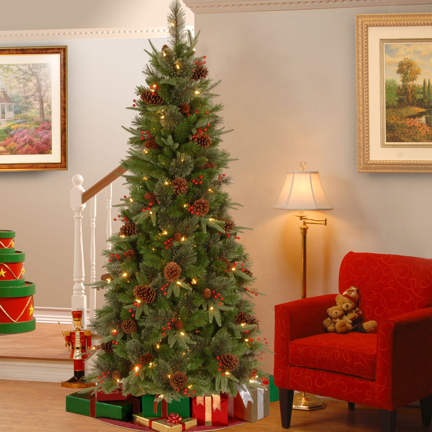7.5 ft. Pre-Lit Colonial Fir Slim Tree with Clear Lights