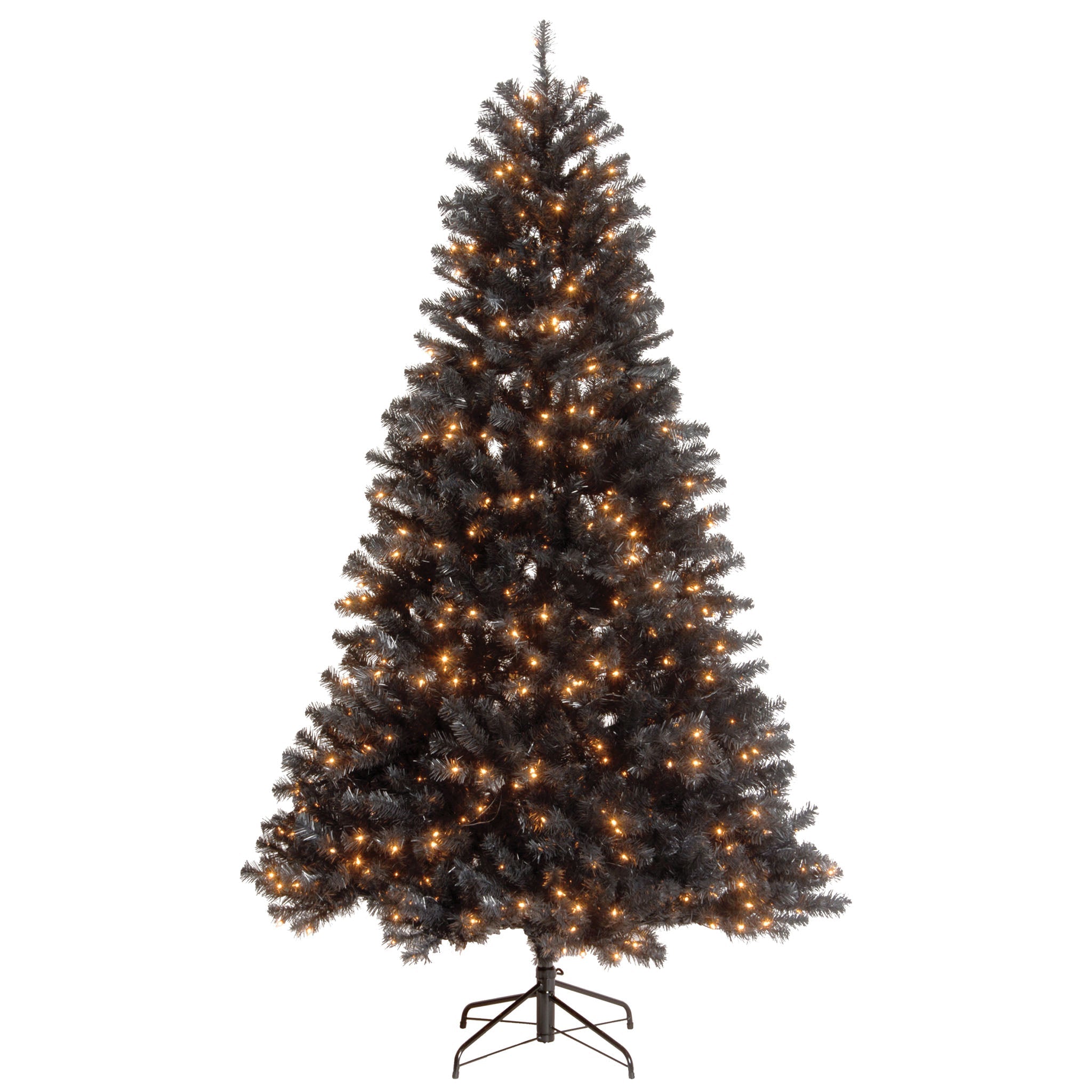 7.5 ft. Halloween Pre-Lit North Valley Spruce Full Black Tree with White Lights