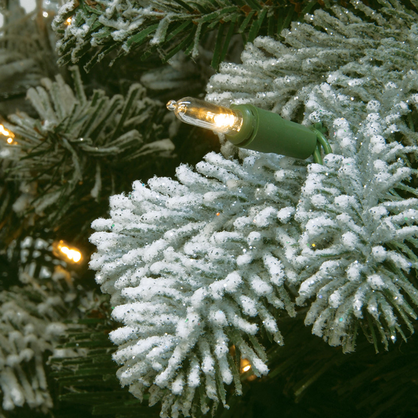 24 in. Pre-Lit Snowy Sheffield Spruce Wreath with Warm White LED Lights