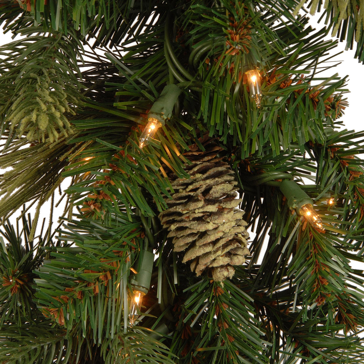 24 in. Pre-Lit Carolina Pine Wreath with Clear Lights