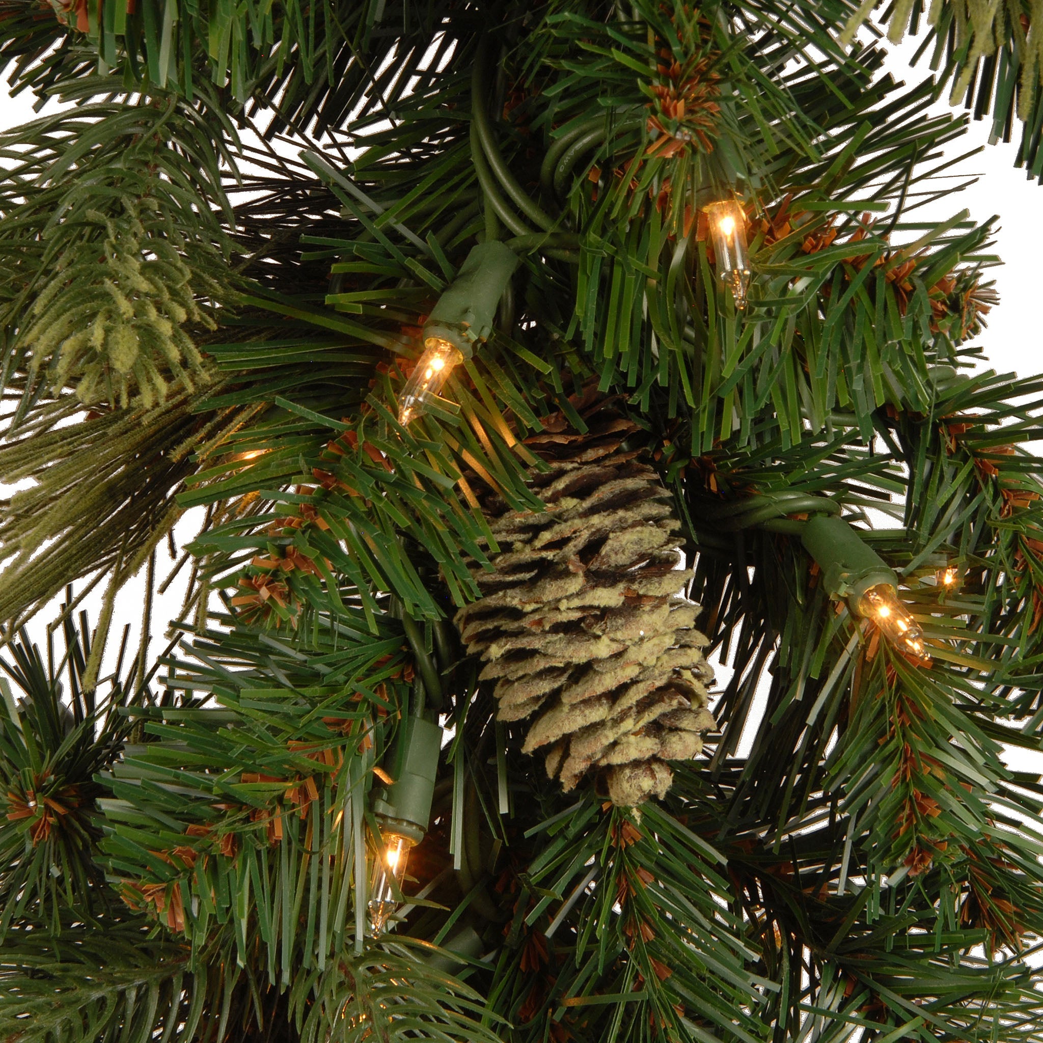 24 in. Pre-Lit Carolina Pine Wreath with Clear Lights