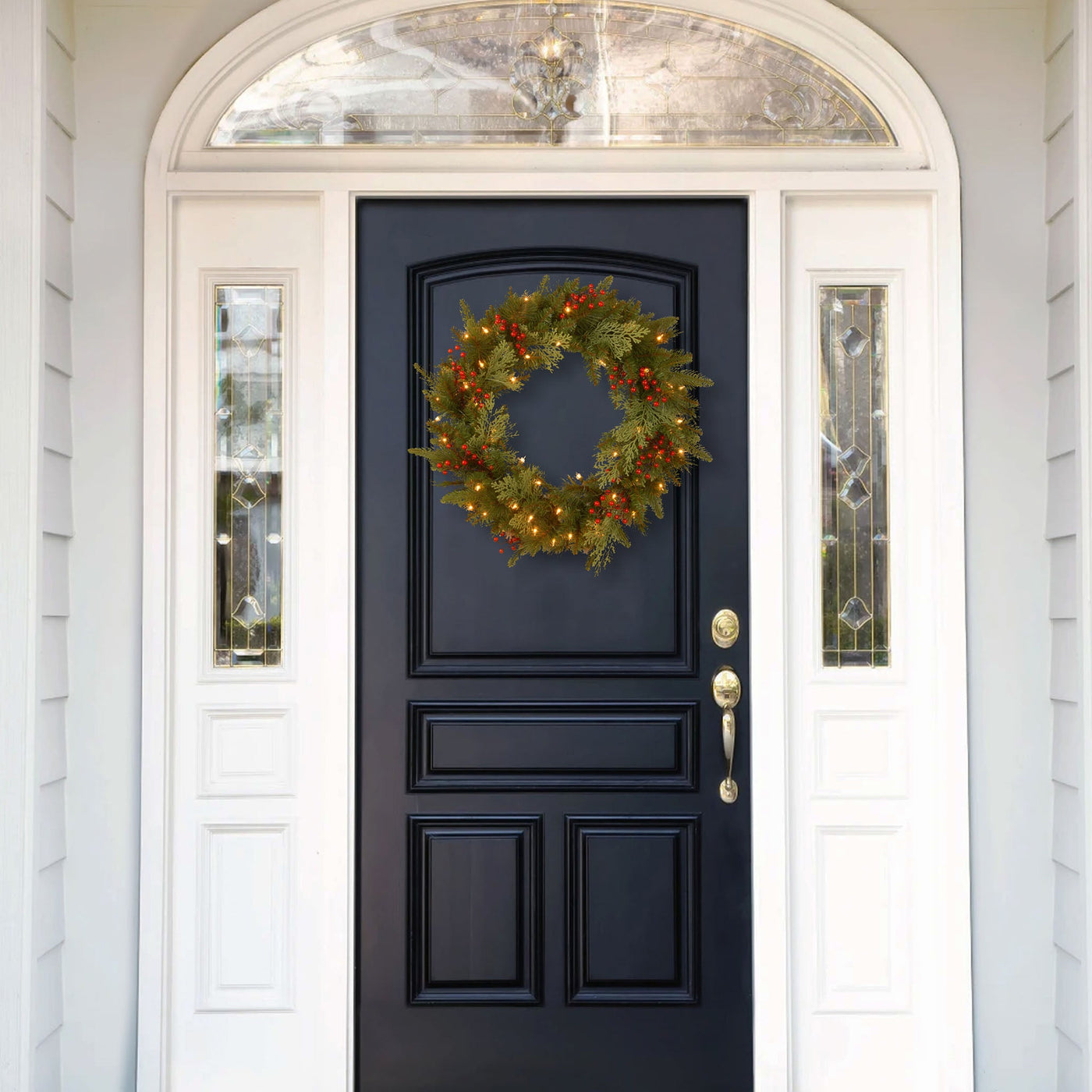24 in. Pre-Lit Classical Collection Wreath with Warm White LED Lights