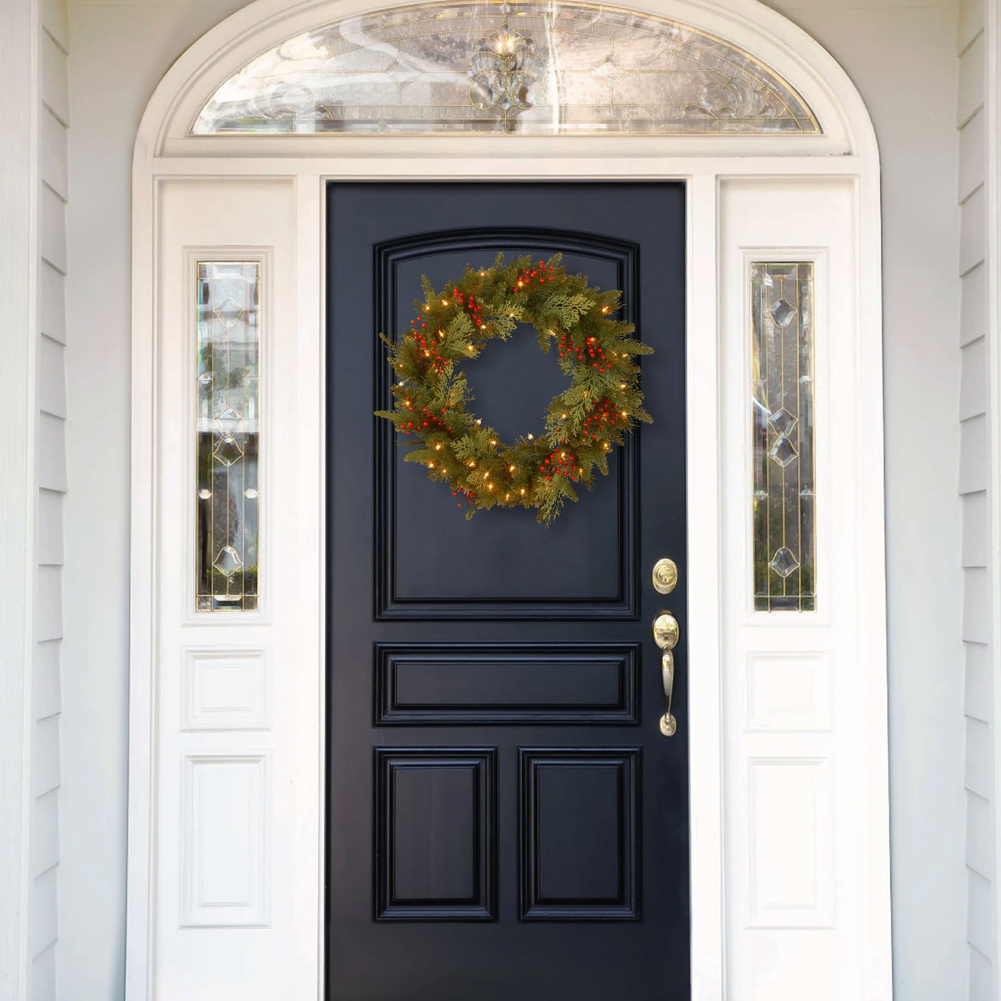 24 in. Pre-Lit Classical Collection Wreath with Warm White LED Lights