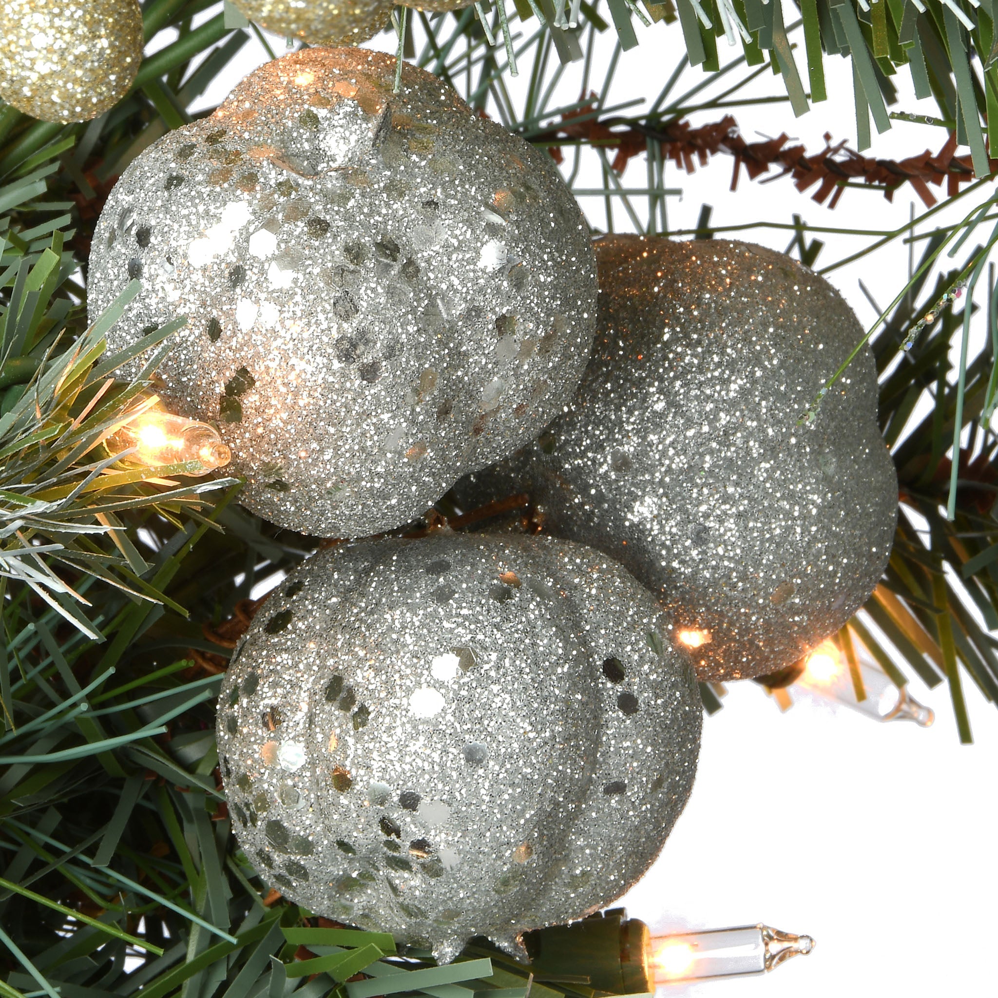 30 in. Pre-Lit Glittery Pomegranate Pine Wreath with LED Lights