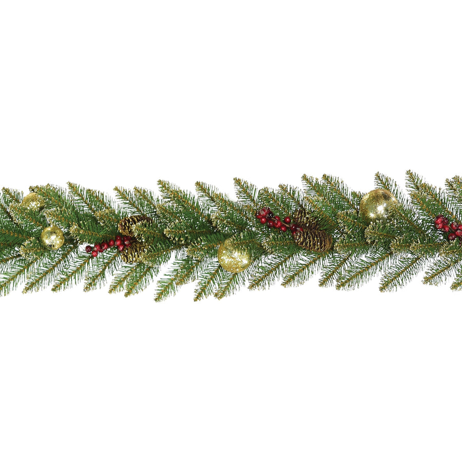 9 ft. Pre-Lit Dunhill Fir Glittery Gold Garland with LED Lights